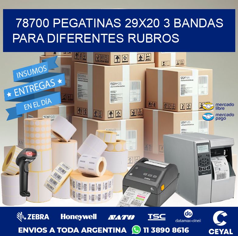 78700 PEGATINAS 29X20 3 BANDAS PARA DIFERENTES RUBROS