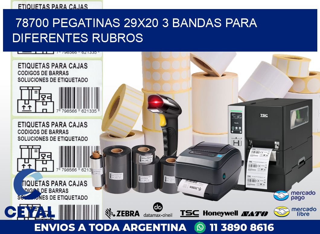 78700 PEGATINAS 29X20 3 BANDAS PARA DIFERENTES RUBROS
