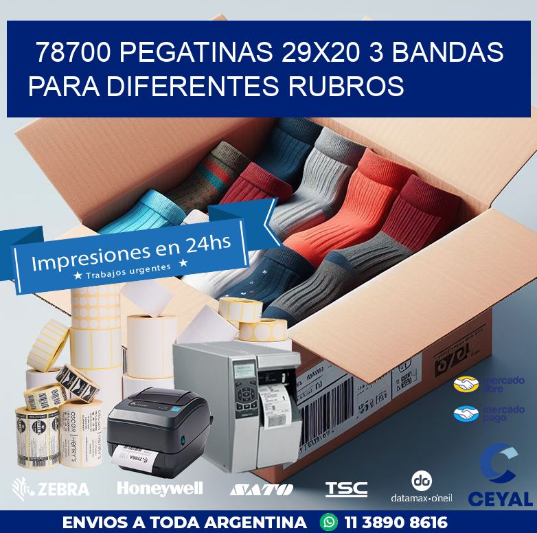78700 PEGATINAS 29X20 3 BANDAS PARA DIFERENTES RUBROS