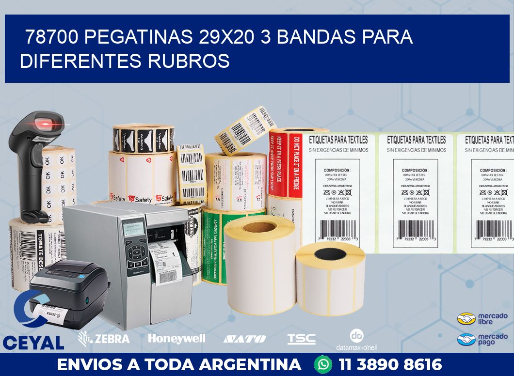 78700 PEGATINAS 29X20 3 BANDAS PARA DIFERENTES RUBROS
