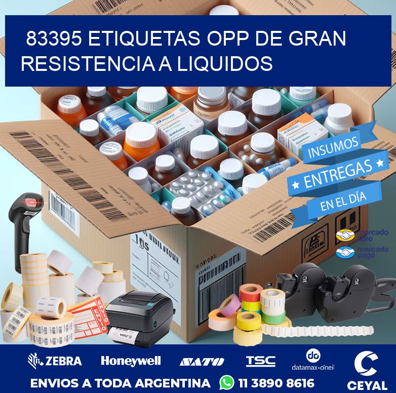 83395 ETIQUETAS OPP DE GRAN RESISTENCIA A LIQUIDOS