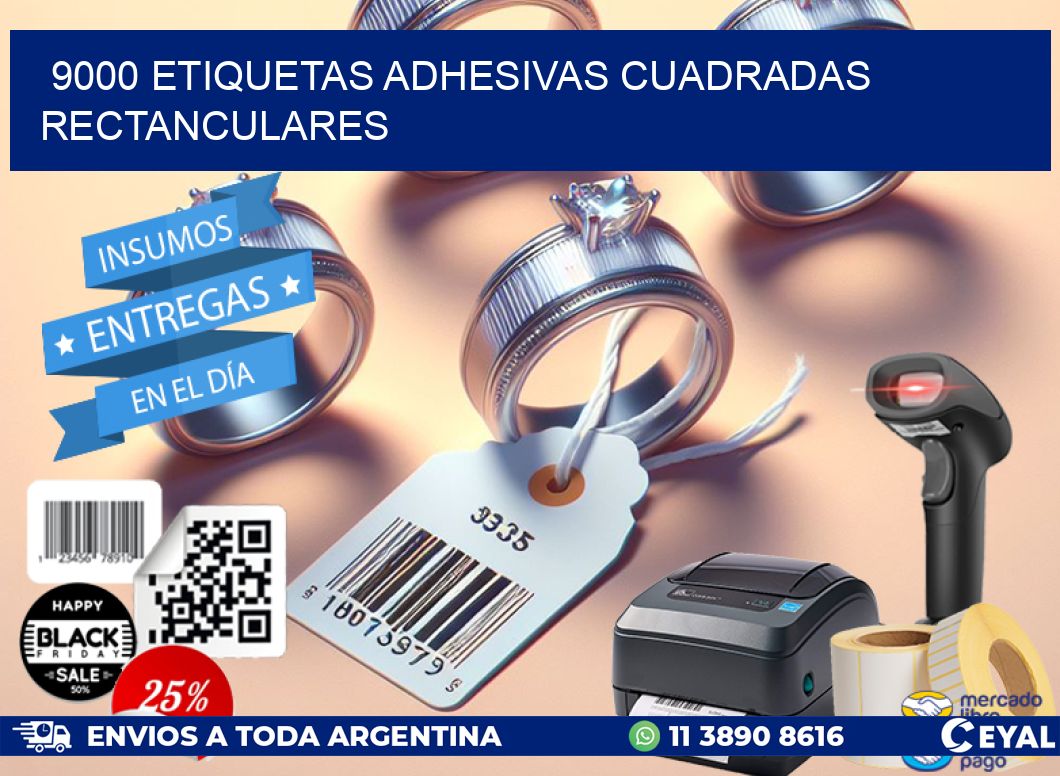 9000 etiquetas adhesivas cuadradas rectanculares