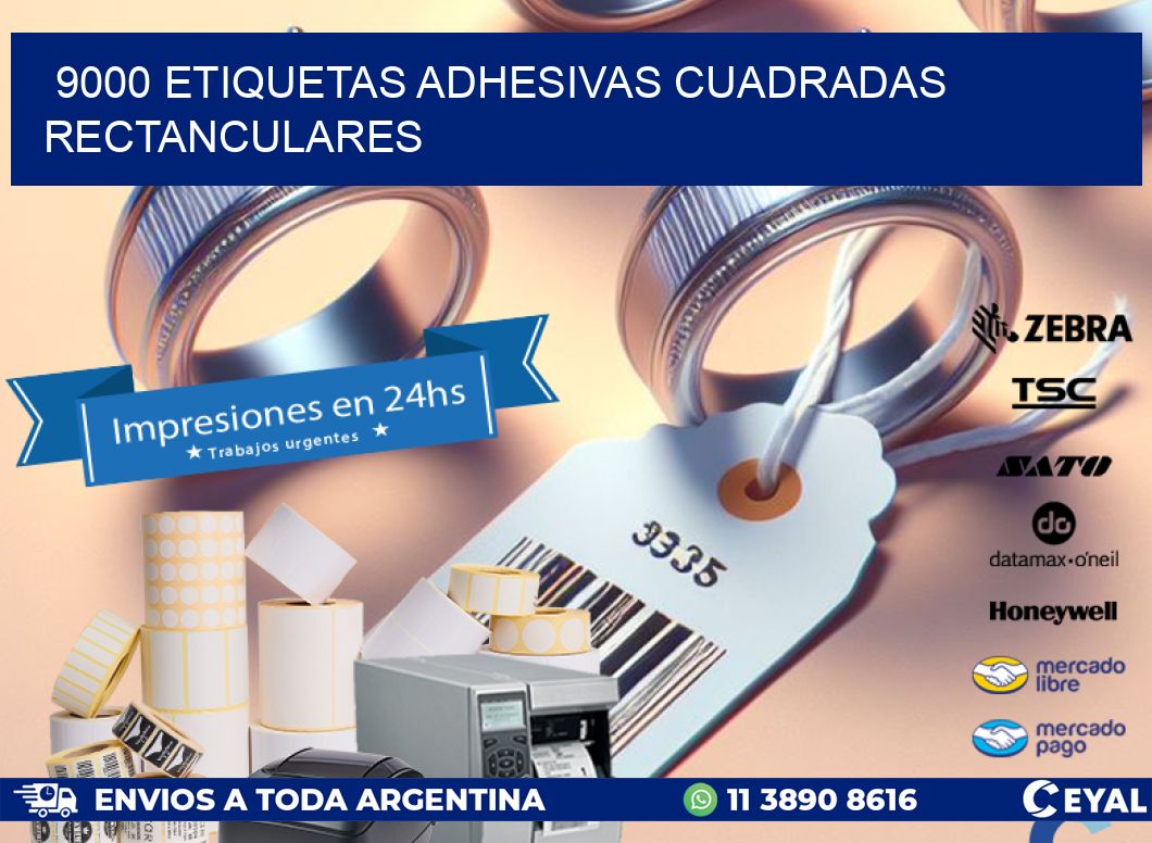 9000 etiquetas adhesivas cuadradas rectanculares