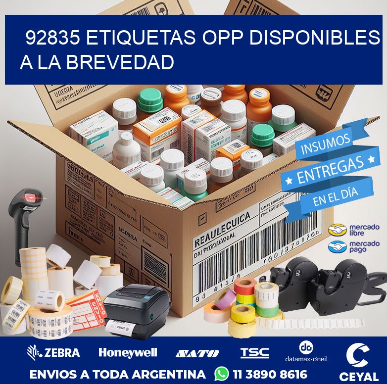 92835 ETIQUETAS OPP DISPONIBLES A LA BREVEDAD