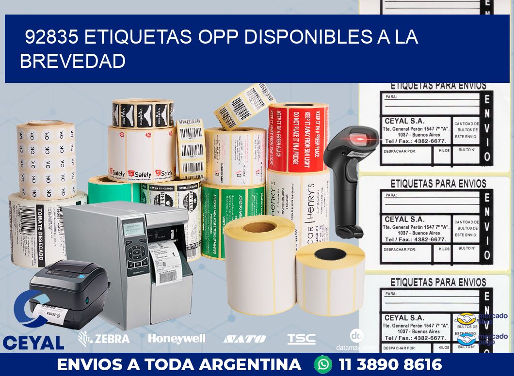 92835 ETIQUETAS OPP DISPONIBLES A LA BREVEDAD