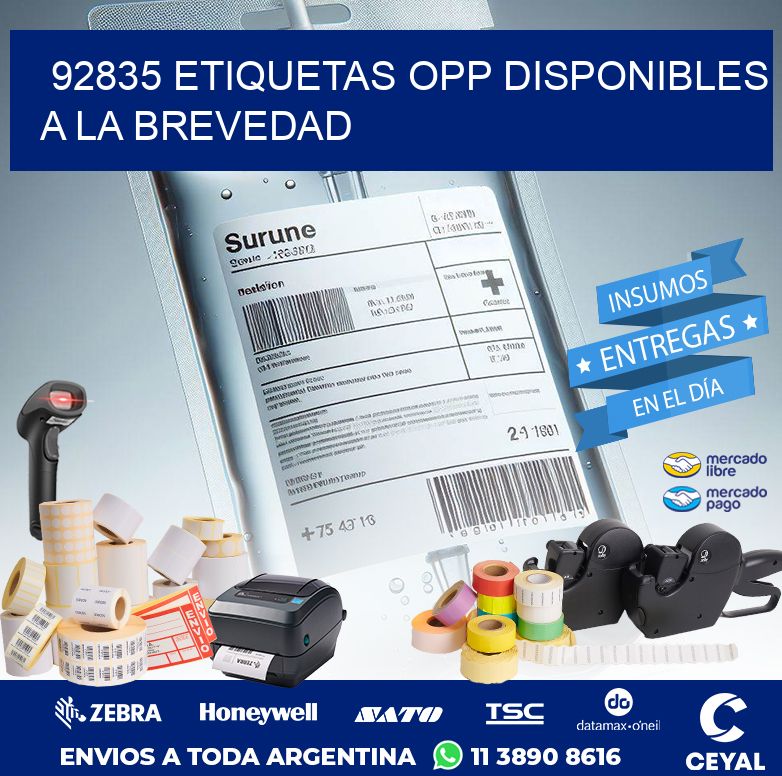 92835 ETIQUETAS OPP DISPONIBLES A LA BREVEDAD