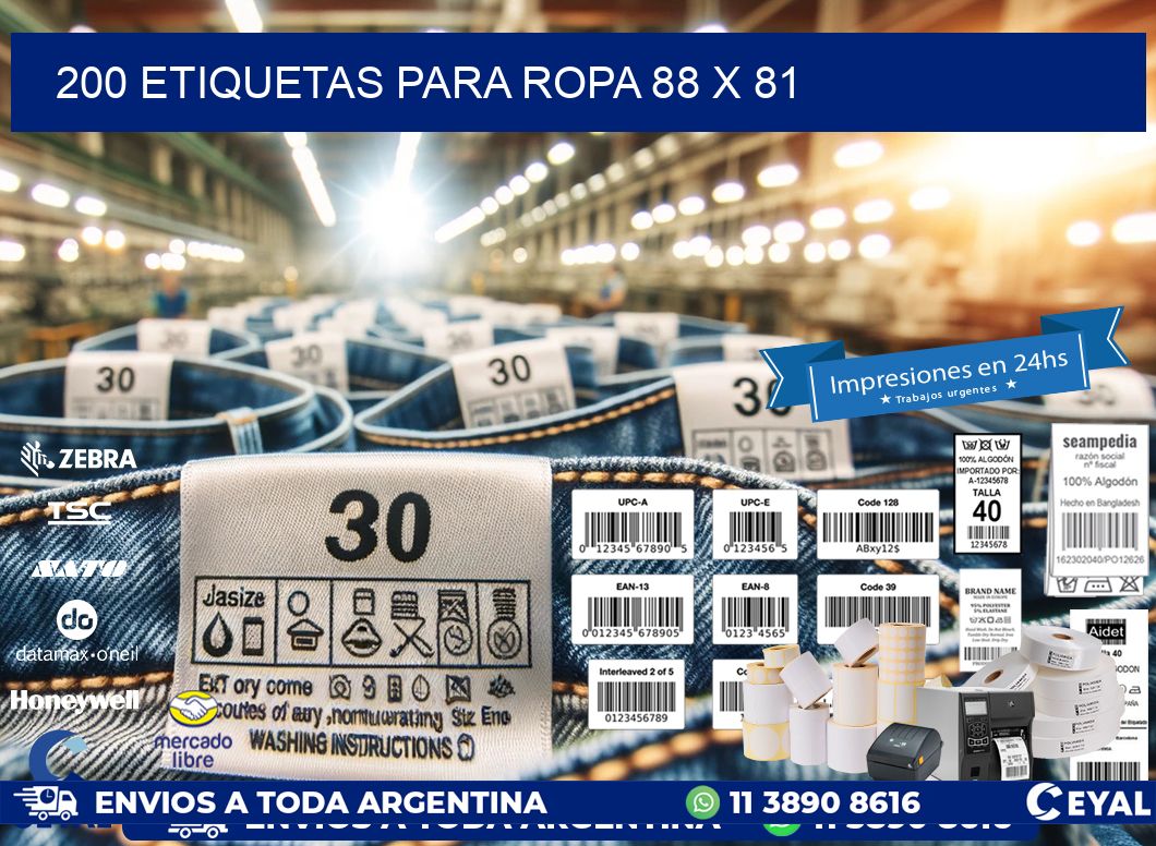 200 ETIQUETAS PARA ROPA 88 x 81