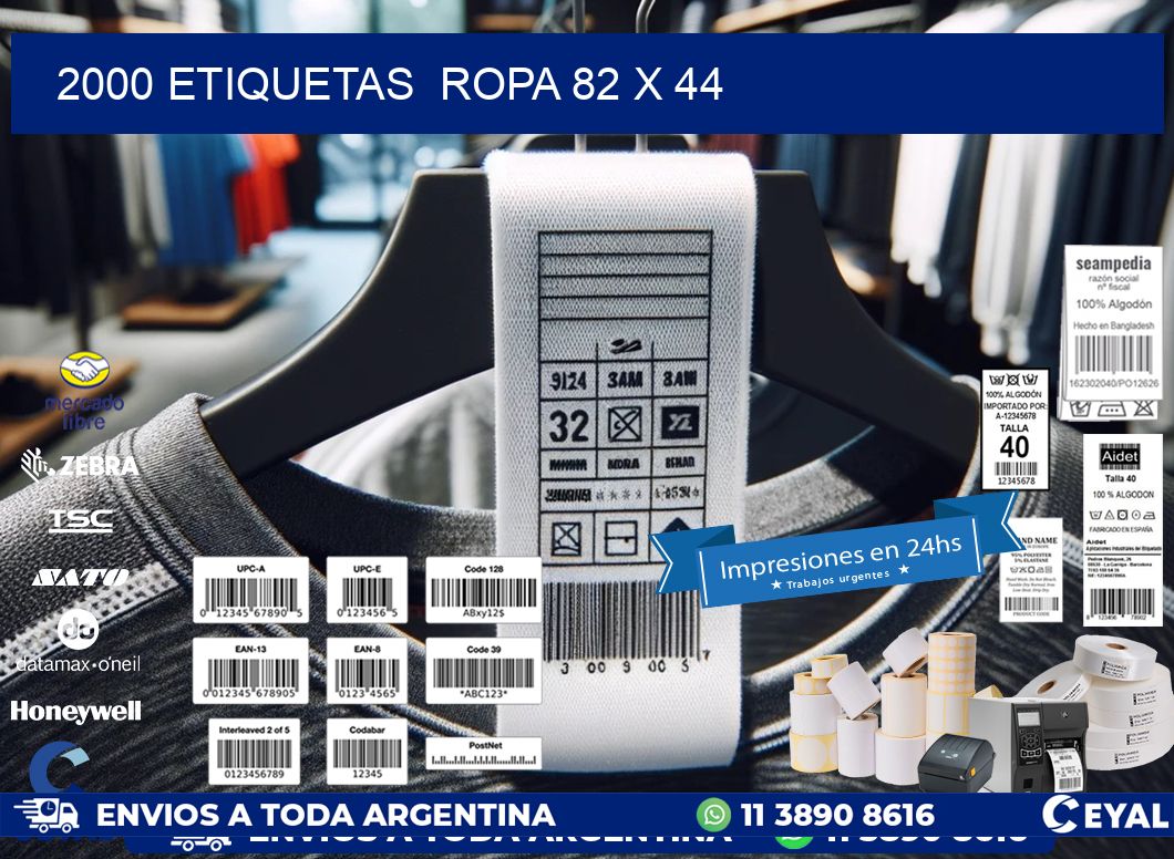 2000 ETIQUETAS  ROPA 82 x 44