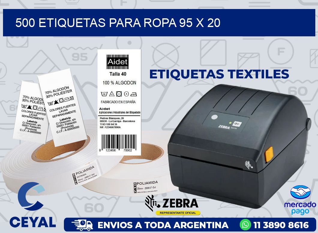 500 ETIQUETAS PARA ROPA 95 x 20