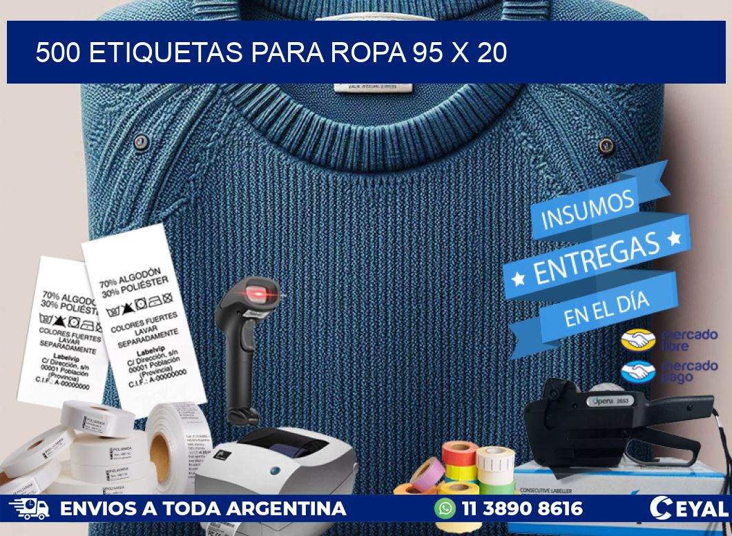 500 ETIQUETAS PARA ROPA 95 x 20