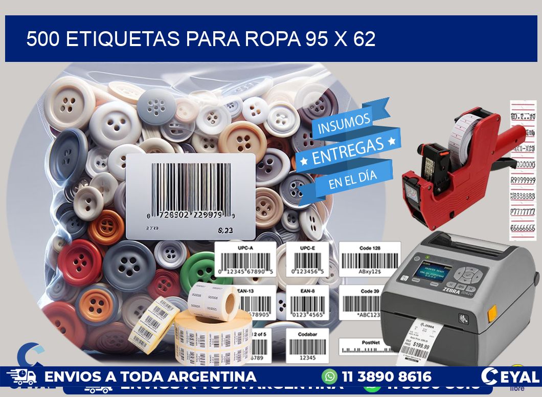500 ETIQUETAS PARA ROPA 95 x 62