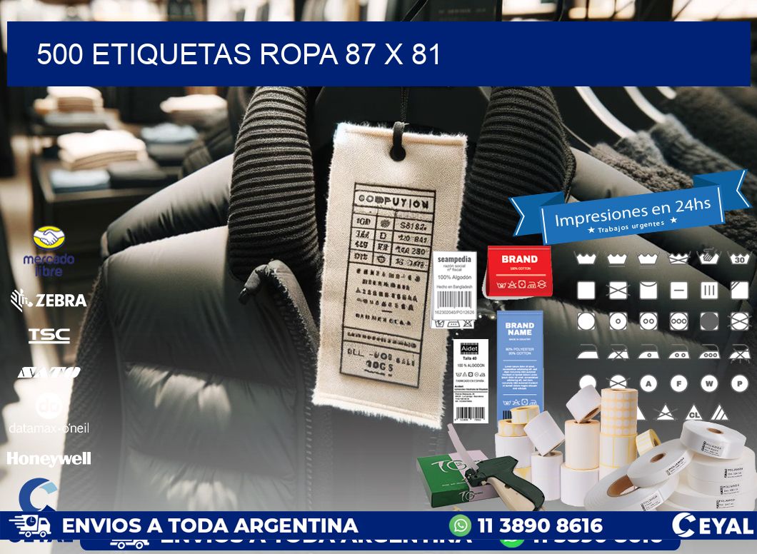 500 ETIQUETAS ROPA 87 x 81