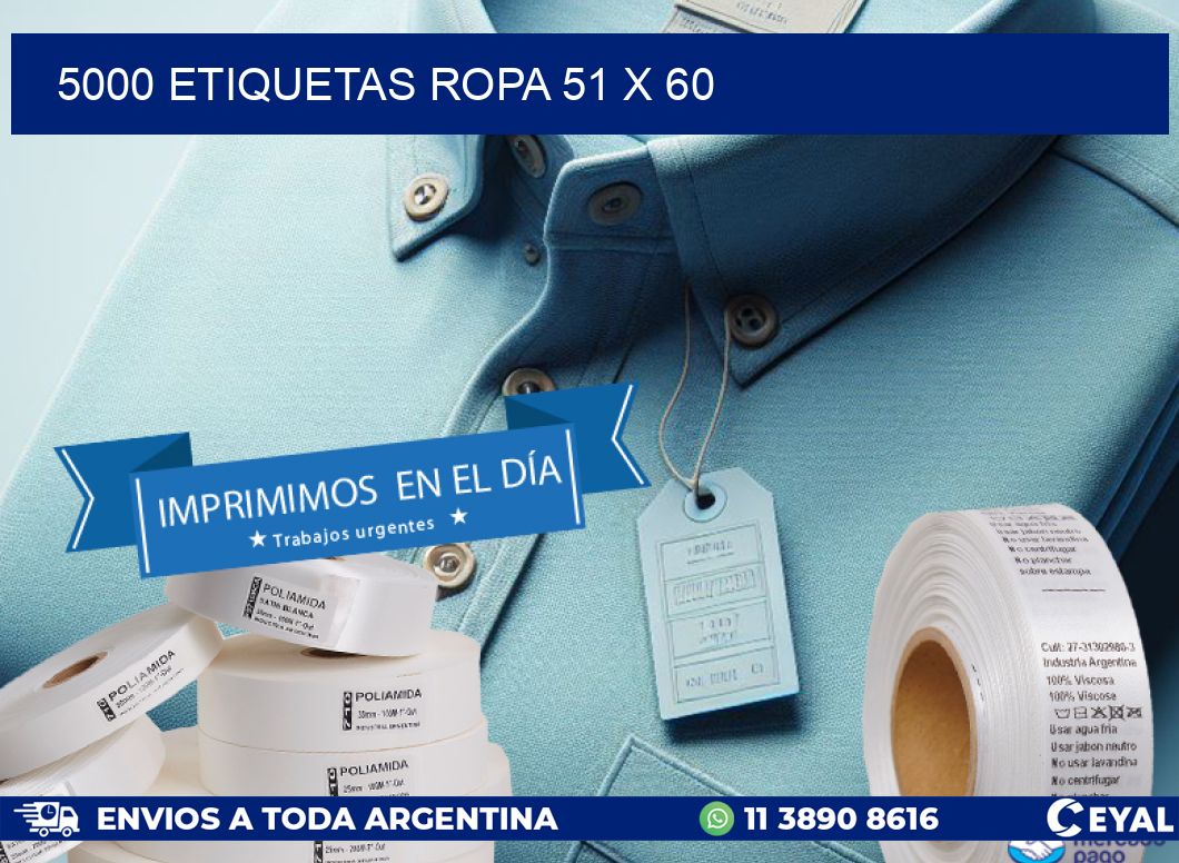 5000 ETIQUETAS ROPA 51 x 60