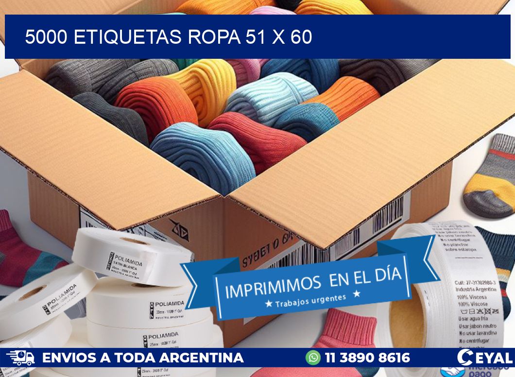 5000 ETIQUETAS ROPA 51 x 60