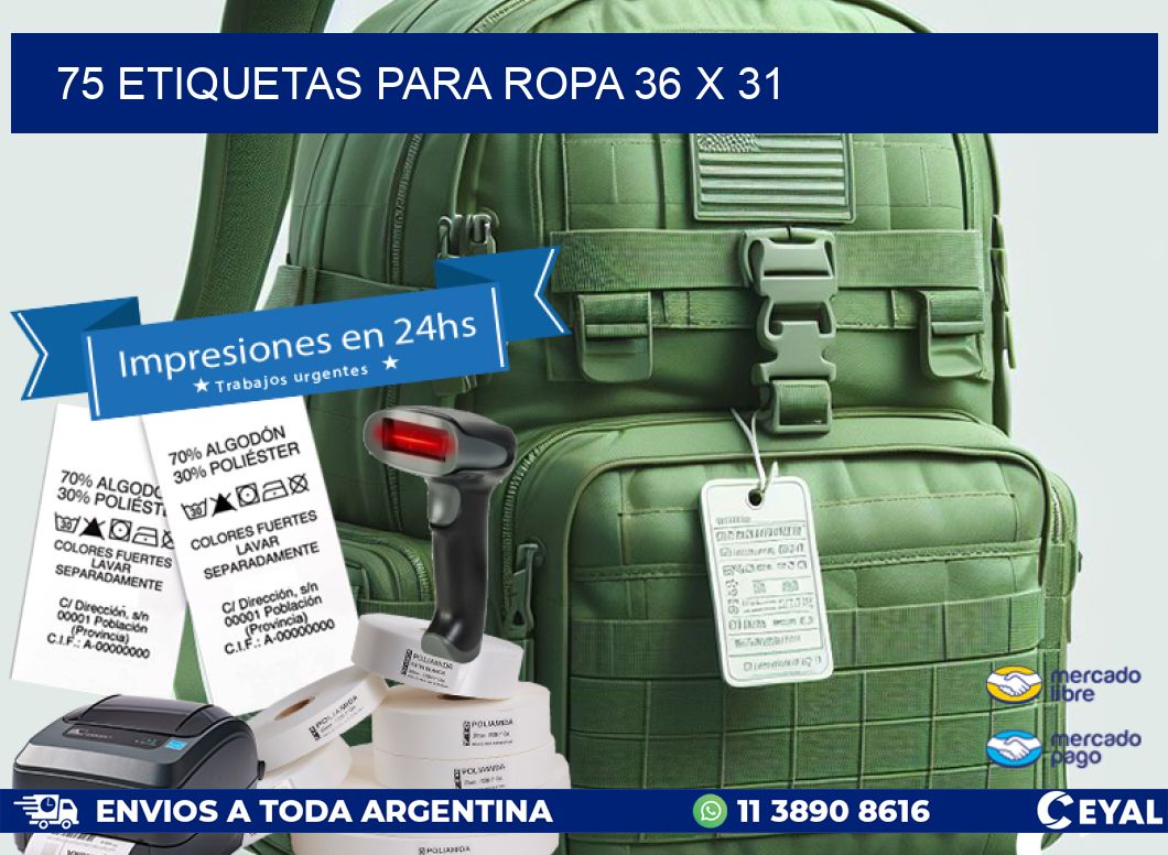 75 ETIQUETAS PARA ROPA 36 x 31