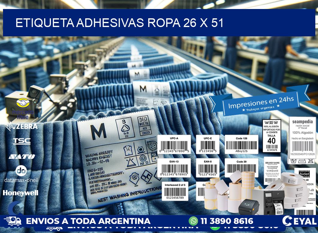 ETIQUETA ADHESIVAS ROPA 26 x 51