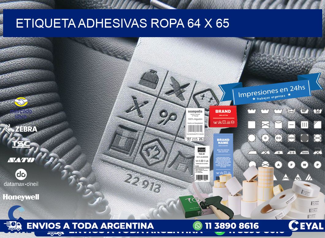 ETIQUETA ADHESIVAS ROPA 64 x 65