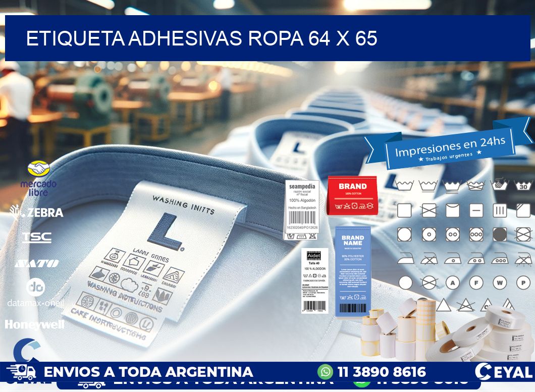 ETIQUETA ADHESIVAS ROPA 64 x 65