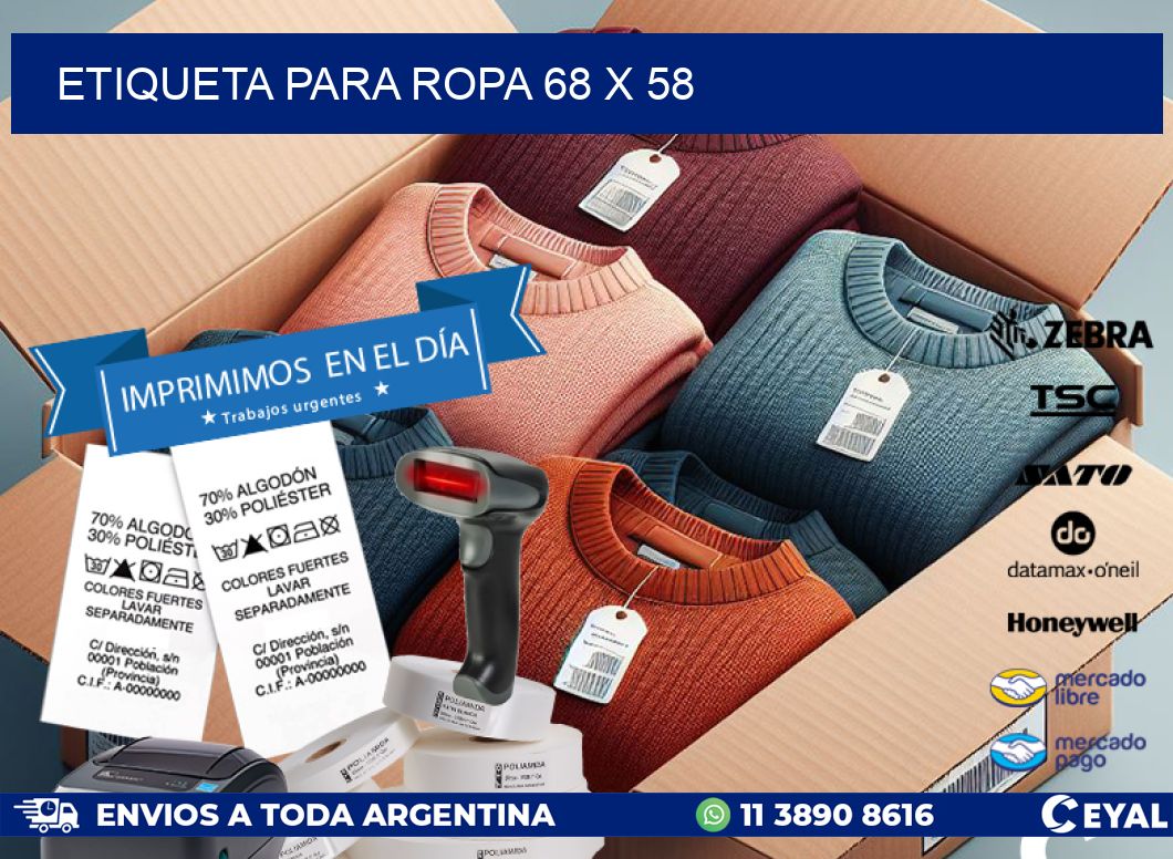 ETIQUETA PARA ROPA 68 x 58