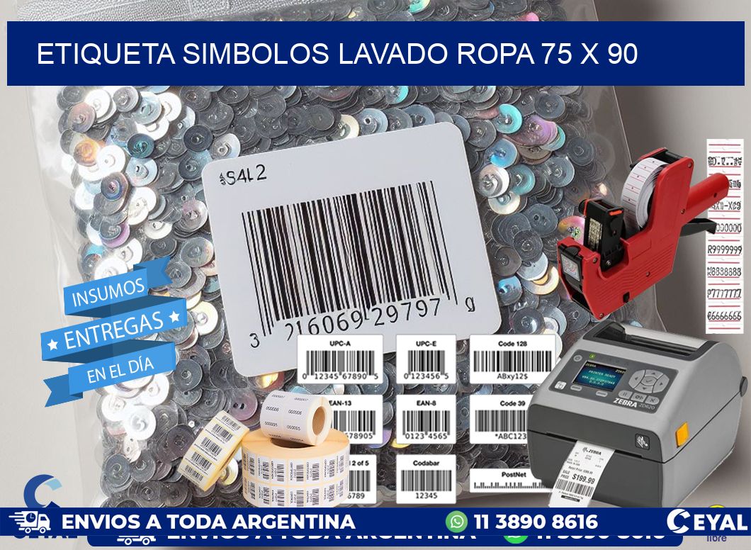 ETIQUETA SIMBOLOS LAVADO ROPA 75 x 90