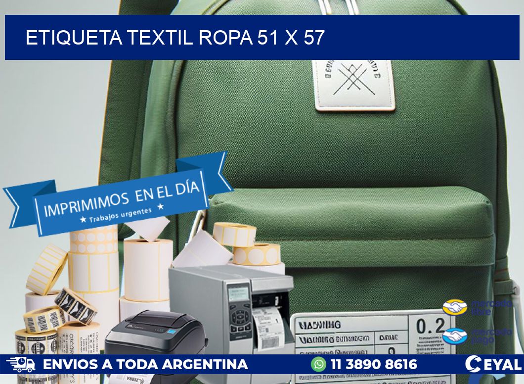 ETIQUETA TEXTIL ROPA 51 x 57