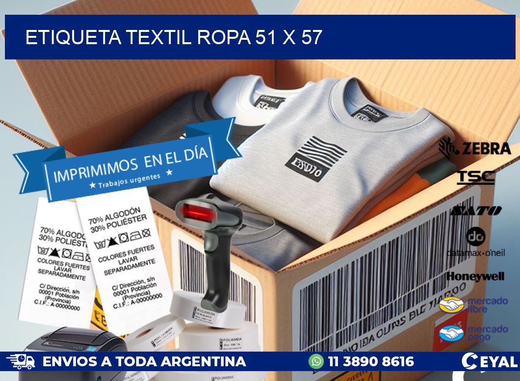 ETIQUETA TEXTIL ROPA 51 x 57