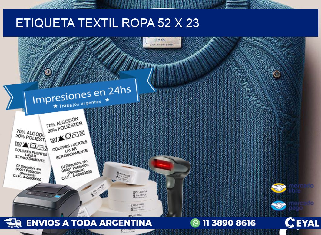 ETIQUETA TEXTIL ROPA 52 x 23