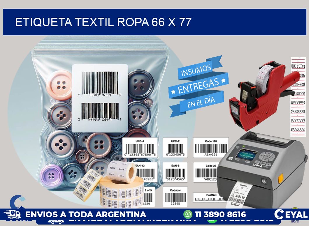 ETIQUETA TEXTIL ROPA 66 x 77
