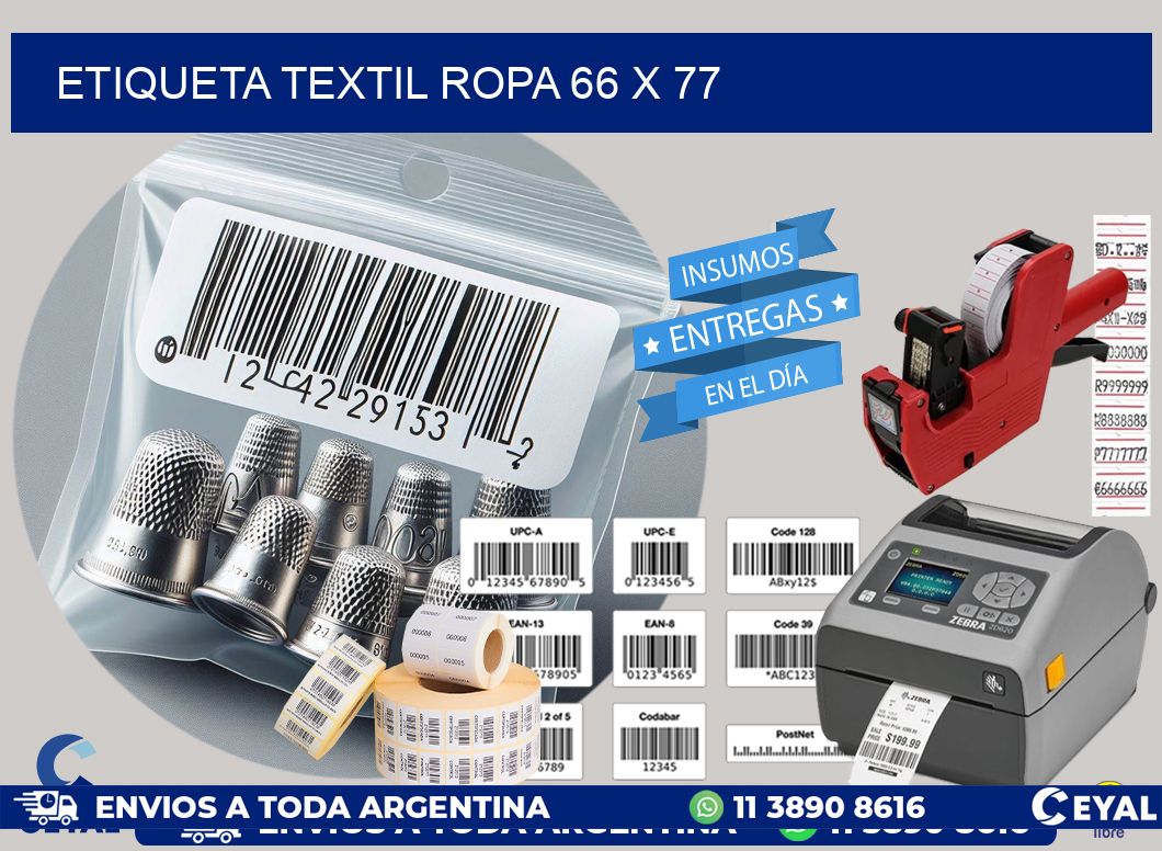 ETIQUETA TEXTIL ROPA 66 x 77