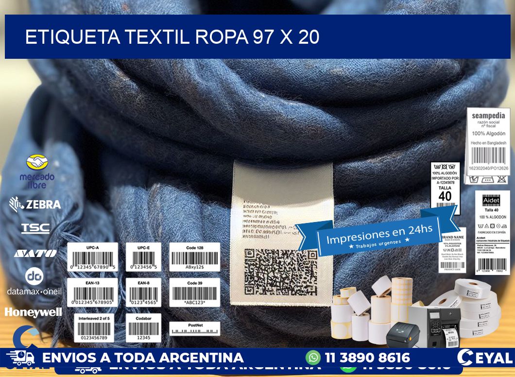 ETIQUETA TEXTIL ROPA 97 x 20