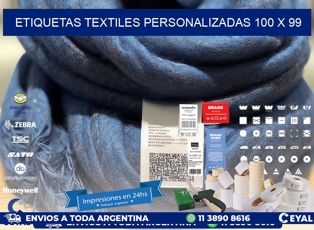 ETIQUETAS TEXTILES PERSONALIZADAS 100 x 99