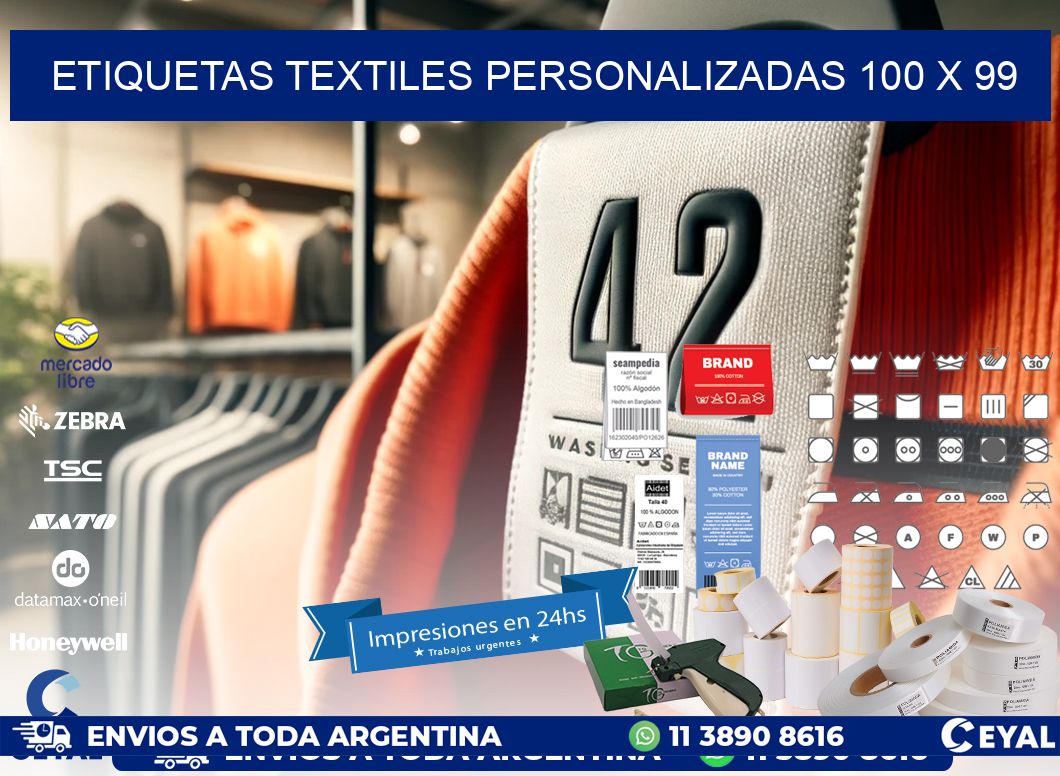 ETIQUETAS TEXTILES PERSONALIZADAS 100 x 99