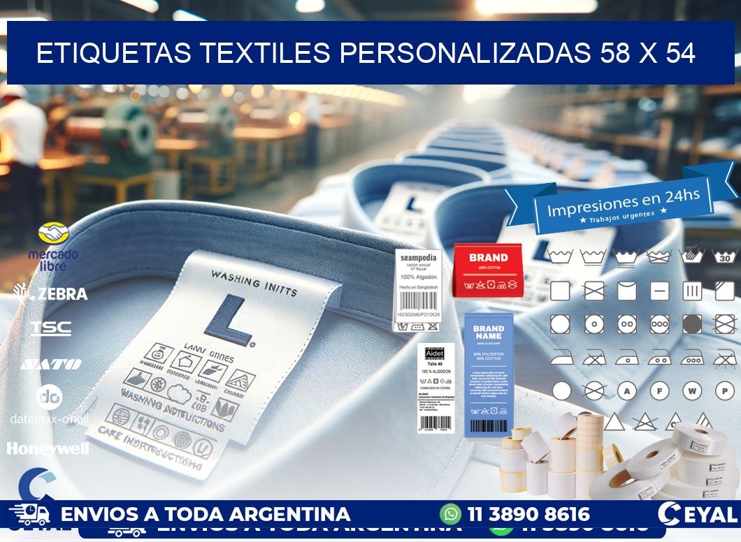 ETIQUETAS TEXTILES PERSONALIZADAS 58 x 54