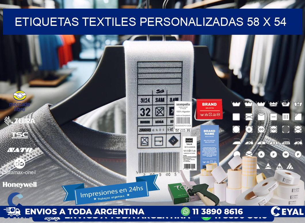 ETIQUETAS TEXTILES PERSONALIZADAS 58 x 54