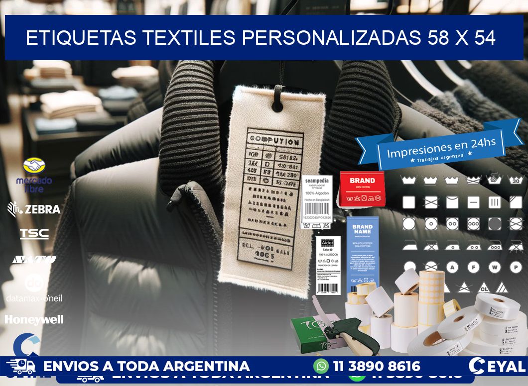 ETIQUETAS TEXTILES PERSONALIZADAS 58 x 54
