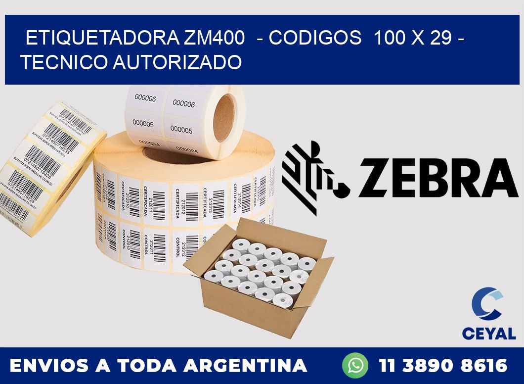 ETIQUETADORA ZM400 - CODIGOS 100 x 29 - TECNICO AUTORIZADO