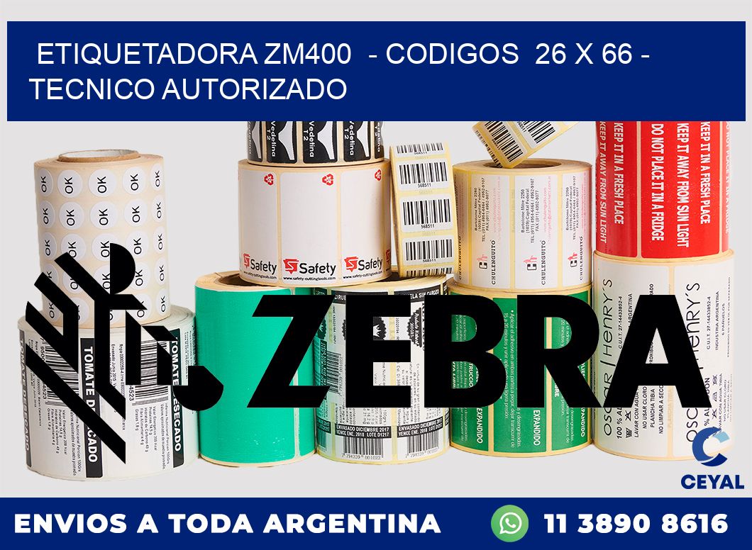 ETIQUETADORA ZM400 - CODIGOS 26 x 66 - TECNICO AUTORIZADO