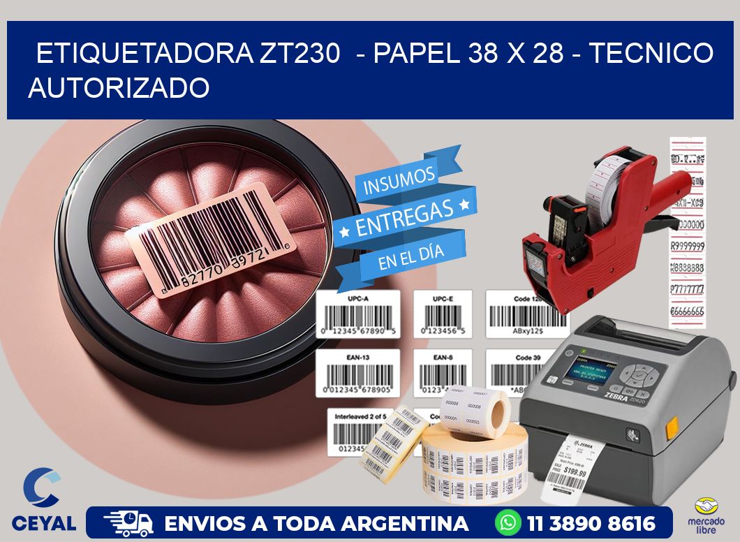 ETIQUETADORA ZT230 - PAPEL 38 x 28 - TECNICO AUTORIZADO