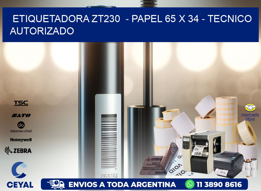 ETIQUETADORA ZT230 - PAPEL 65 x 34 - TECNICO AUTORIZADO