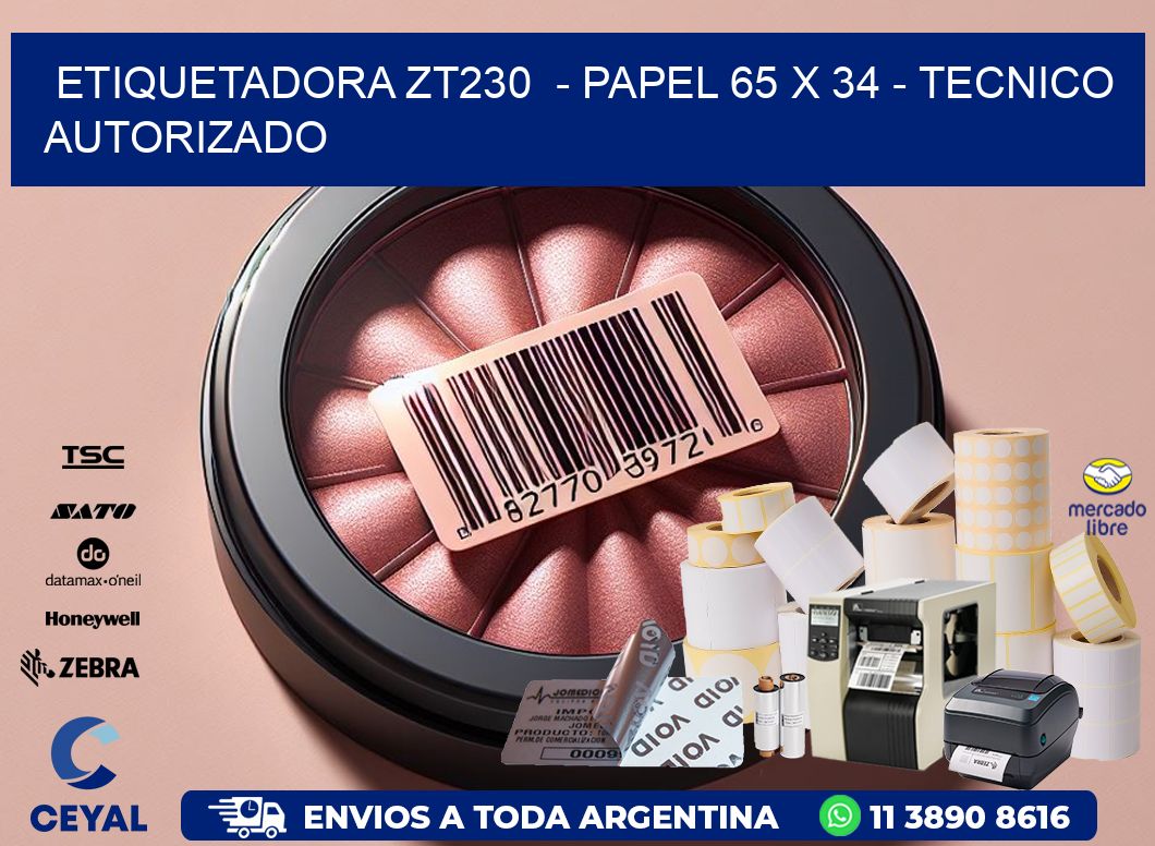 ETIQUETADORA ZT230 - PAPEL 65 x 34 - TECNICO AUTORIZADO