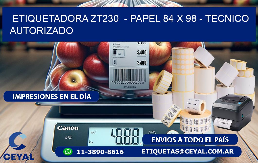 ETIQUETADORA ZT230 - PAPEL 84 x 98 - TECNICO AUTORIZADO
