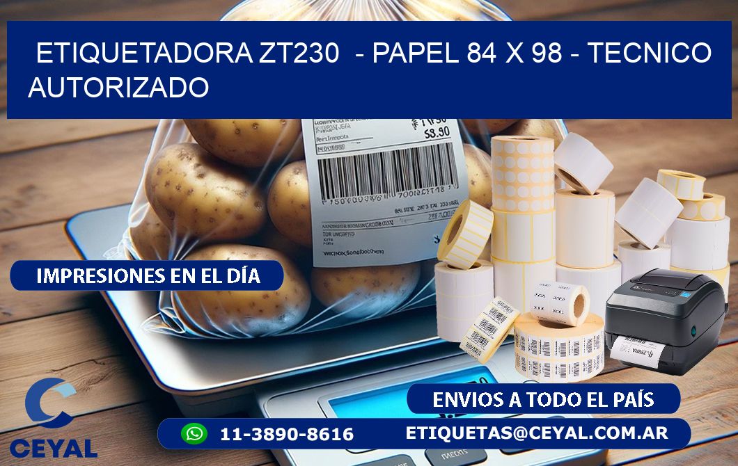 ETIQUETADORA ZT230 - PAPEL 84 x 98 - TECNICO AUTORIZADO