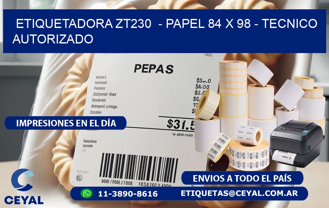 ETIQUETADORA ZT230  – PAPEL 84 x 98 – TECNICO AUTORIZADO
