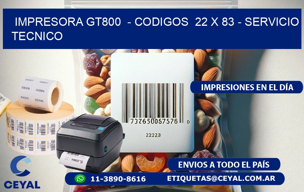 IMPRESORA GT800 - CODIGOS 22 x 83 - SERVICIO TECNICO