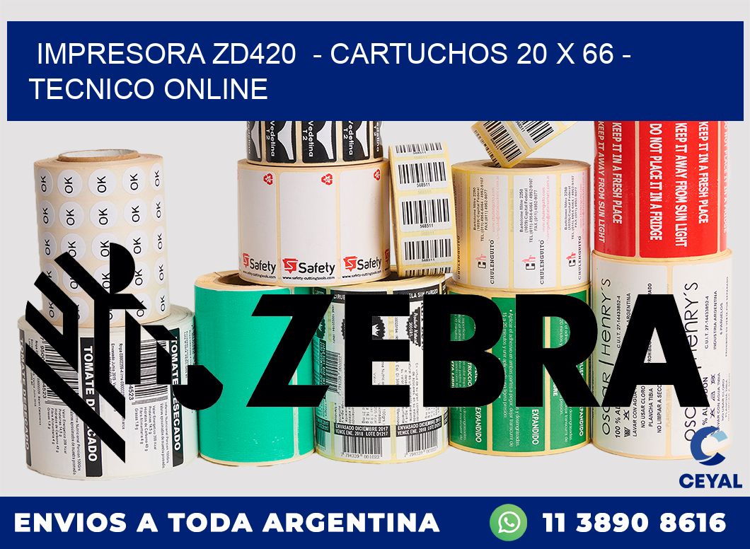IMPRESORA ZD420 - CARTUCHOS 20 x 66 - TECNICO ONLINE