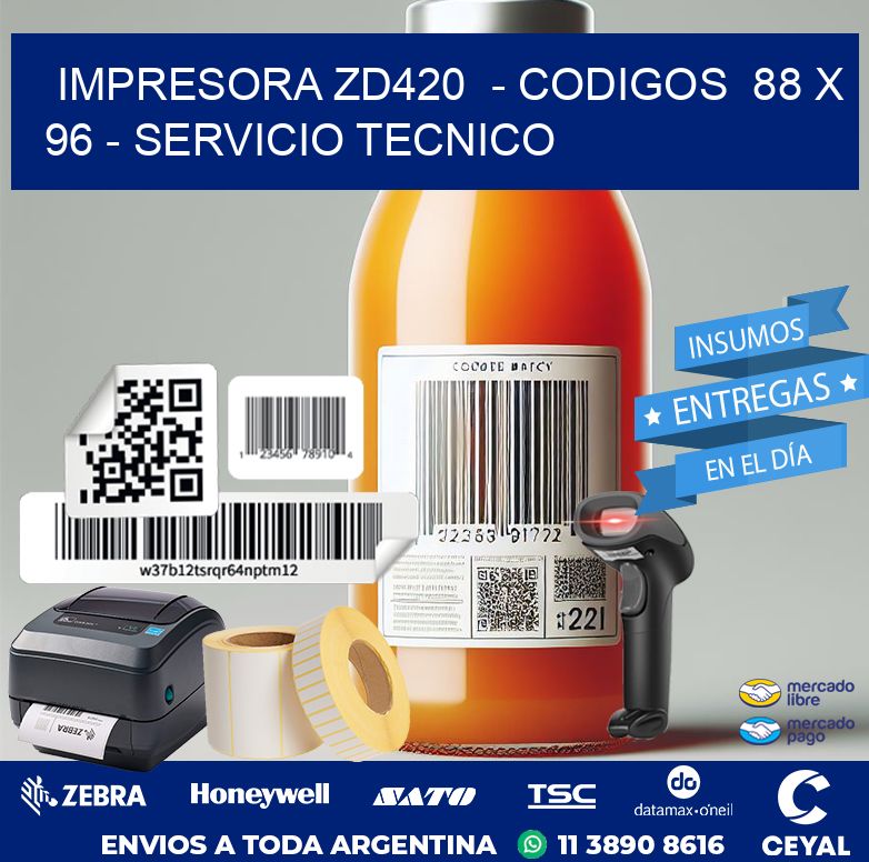 IMPRESORA ZD420  – CODIGOS  88 x 96 – SERVICIO TECNICO