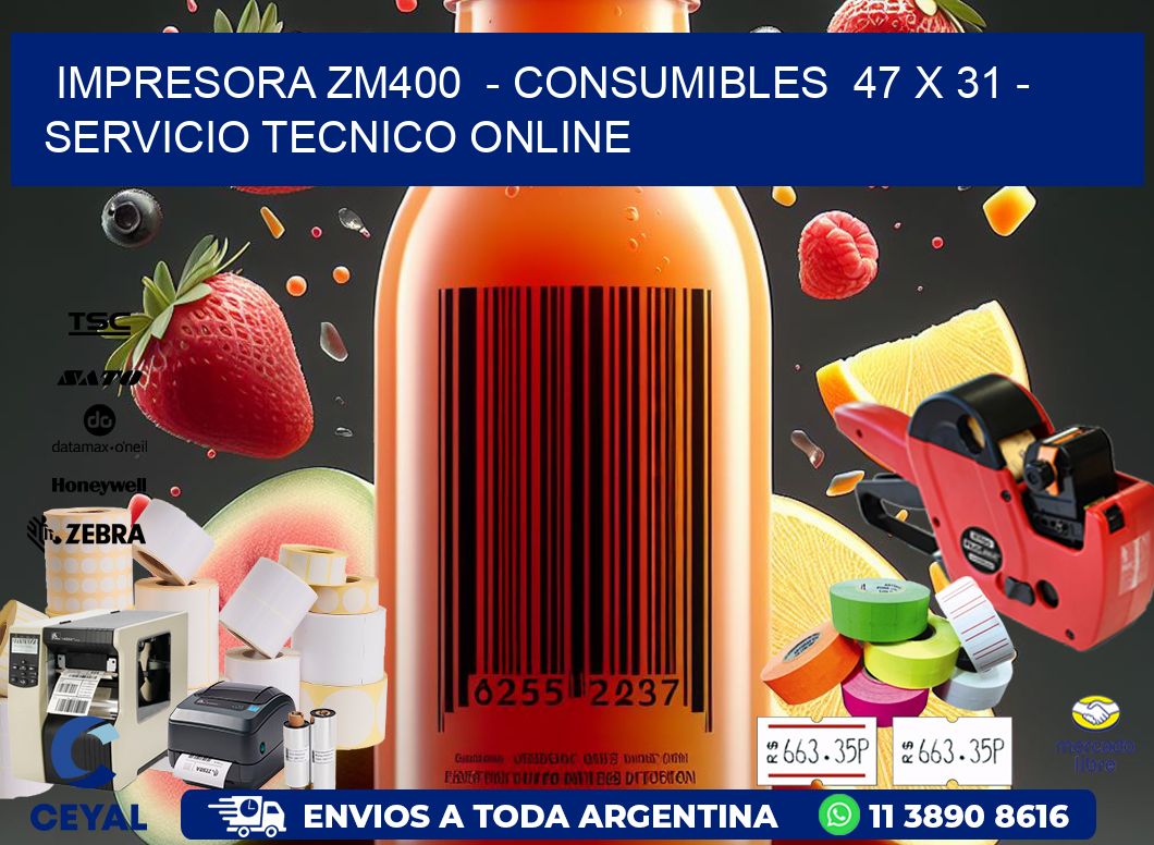 IMPRESORA ZM400 - CONSUMIBLES 47 x 31 - SERVICIO TECNICO ONLINE
