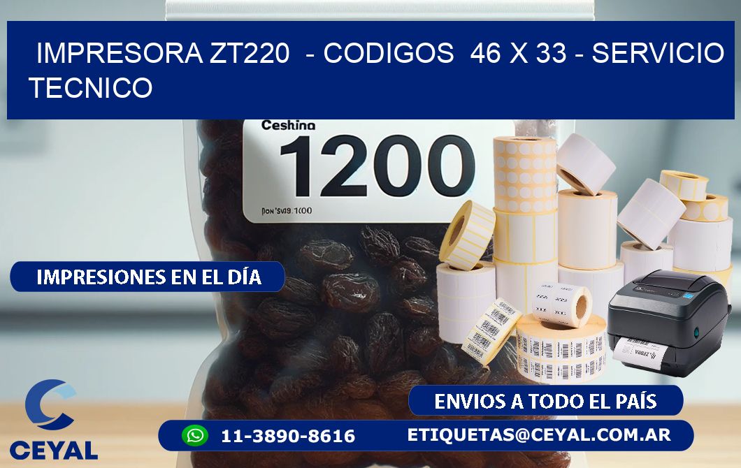 IMPRESORA ZT220 - CODIGOS 46 x 33 - SERVICIO TECNICO
