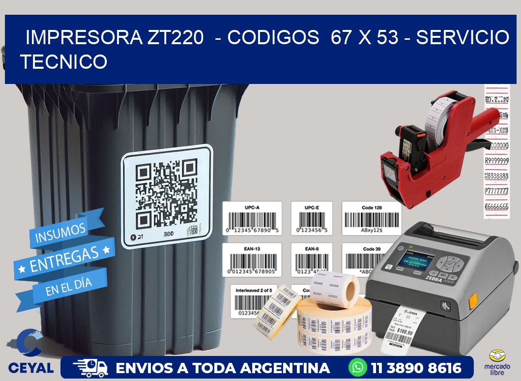 IMPRESORA ZT220 - CODIGOS 67 x 53 - SERVICIO TECNICO