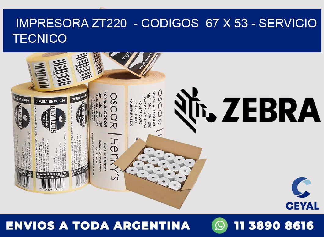 IMPRESORA ZT220 - CODIGOS 67 x 53 - SERVICIO TECNICO